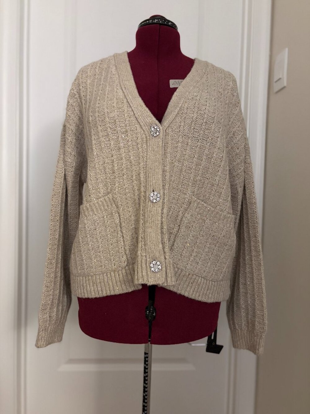 LOFT Beige Button Down Sweater
